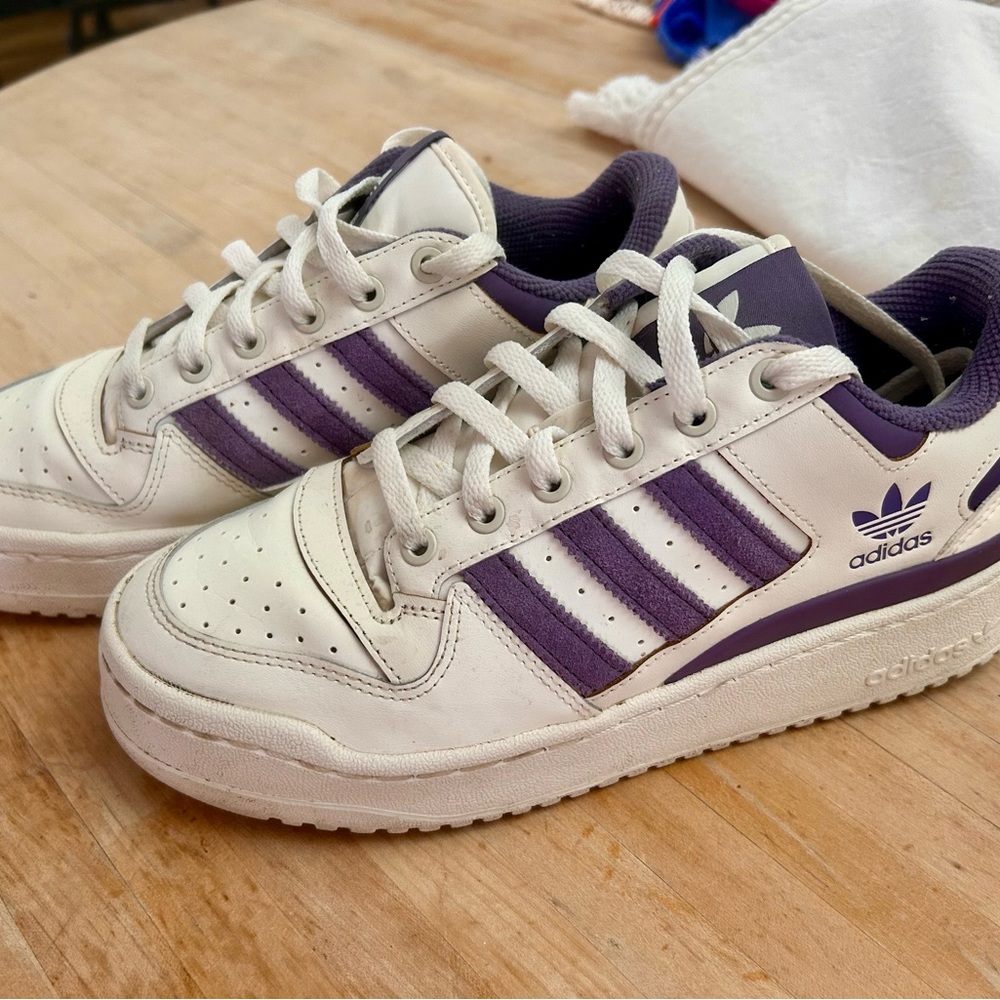 Adidas Women's Cream and Purple Sneakers
